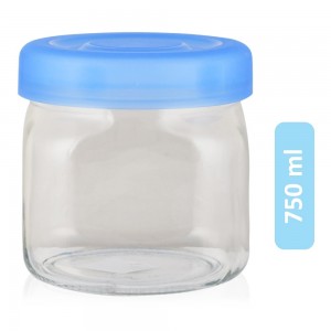 Borgonovo Glass Storage Jar - Clear/Blue, 750 ml
