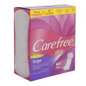 Carefree Plus Extra Protection with 3D Comfort Pantyliner - Large, 48 Pieces