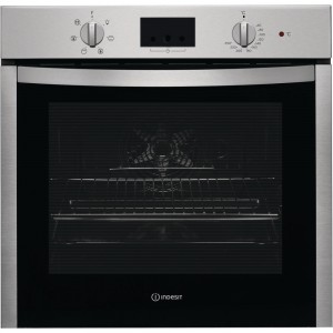 Indesit 60cm Multi Function Oven,  5 prog, Digital Display, Large Oven Capacity, 71L, 2700WElectric, Grill Power 1500W Inox